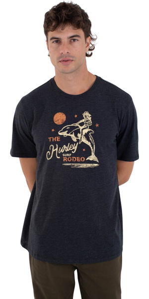 2026 Hurley Mens Ocean Rodeo Slub Short Sleeve Tee HFA25MMTS04315 - Black Heather